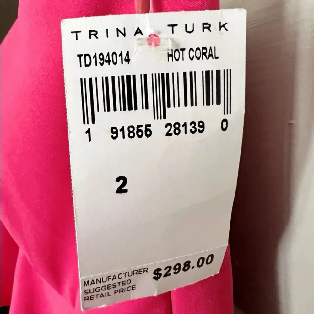 NWT Trina Turk Single Shoulder Coral Cocktail Dress Size 2 - Picture 3 of 6